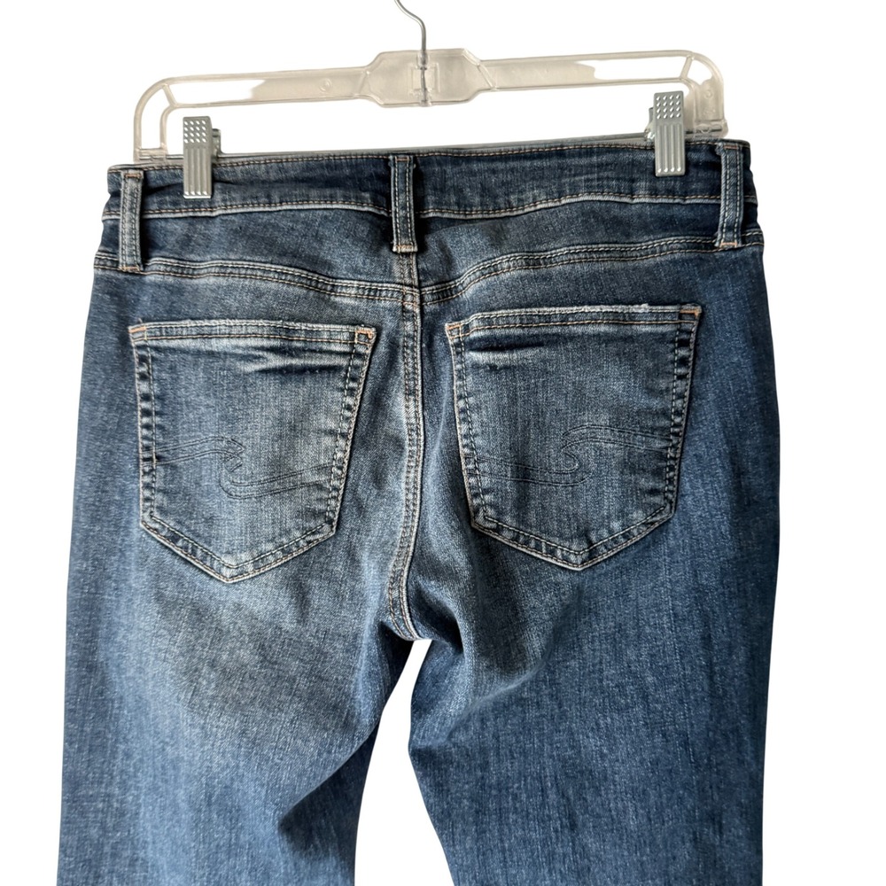 Silver Jeans Co Womens Straight Leg Blue Wash Denim Jeans Size 26 Cropped‎